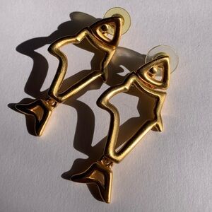 Anne Klein Gold Fish Outline Drop Earrings